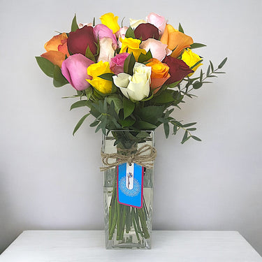 Mixed Rose Bouquet in Vase